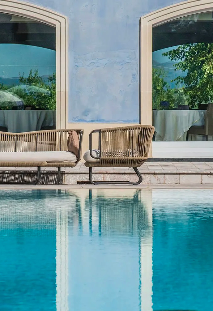 view from the swimming pool of the Villa Neri Resort&Spa hotel in Linguaglossa in Sicily