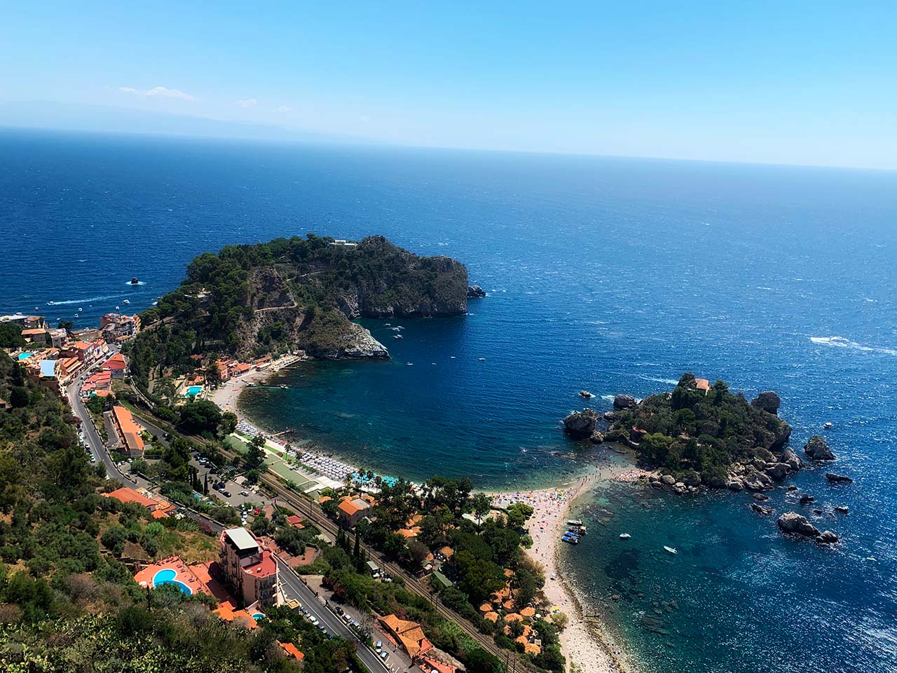 view of Isola Bella from Taormina