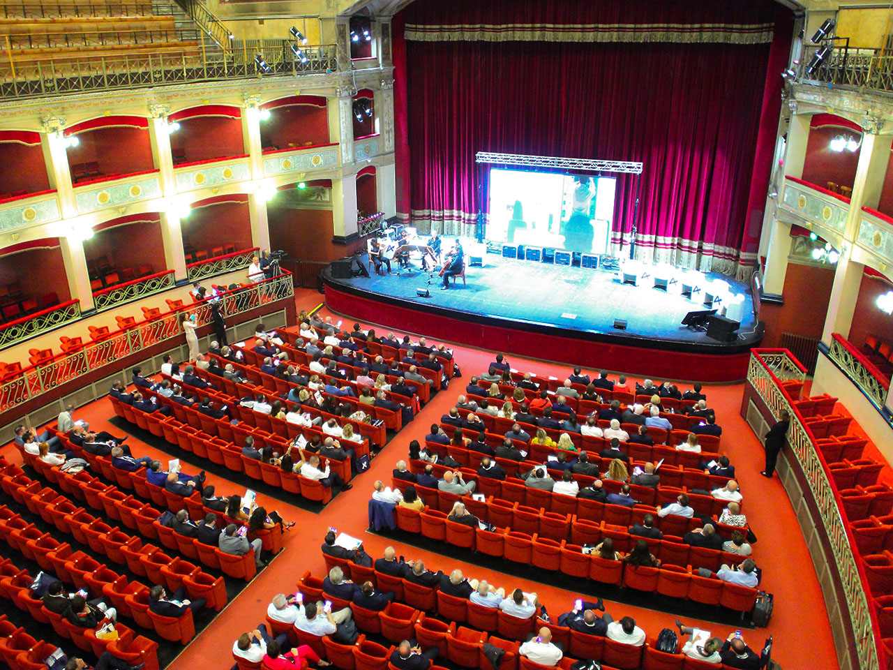 Interiors of the Politeama theater in Palermo