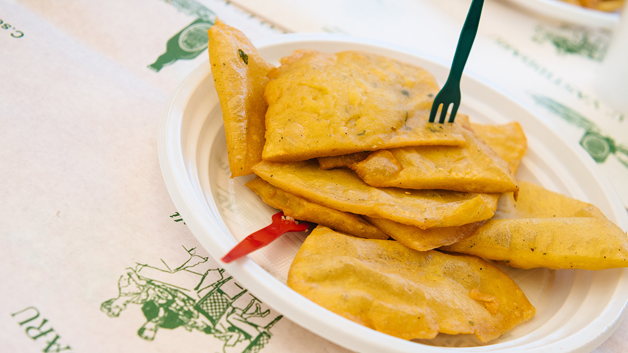 Panelle (chickpea pancakes) at restaurant Franco U Vastiddaru in Palermo