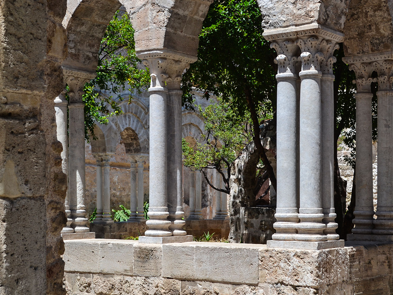 view of the cloister of San Giovanni degli Eremiti in Palermo