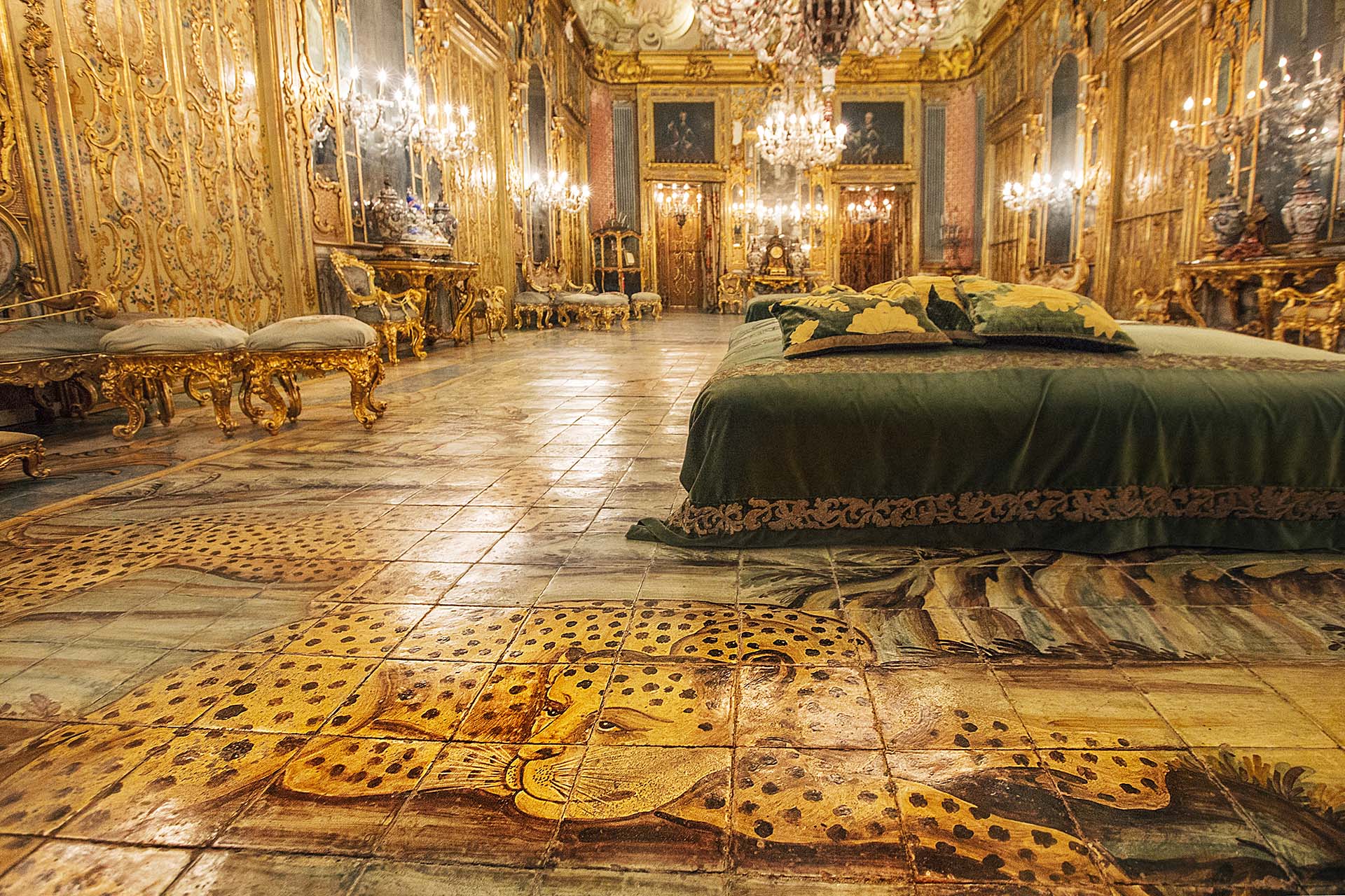 golden interiors of Palazzo Gangi in Palermo, where The Leopard was filmed