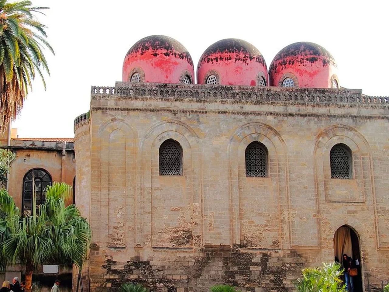 view of the red domes of the Church of San Cataldo in Palermo