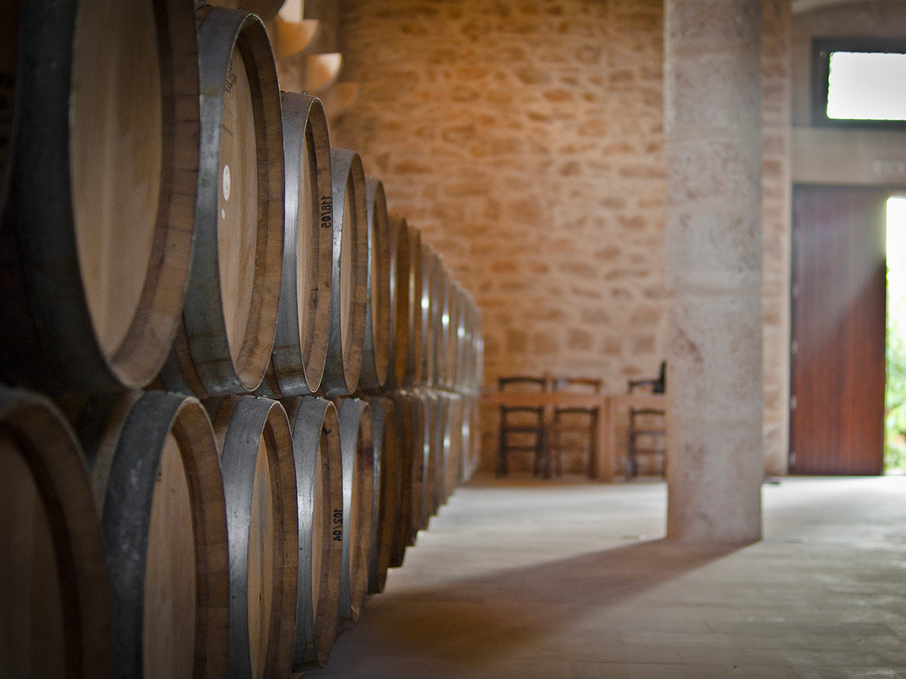 barrels in a cellar